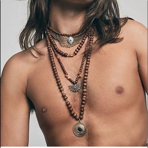 NWT FREE PEOPLE IVE GOT IT ALL BEADED NECKLACE BROWN